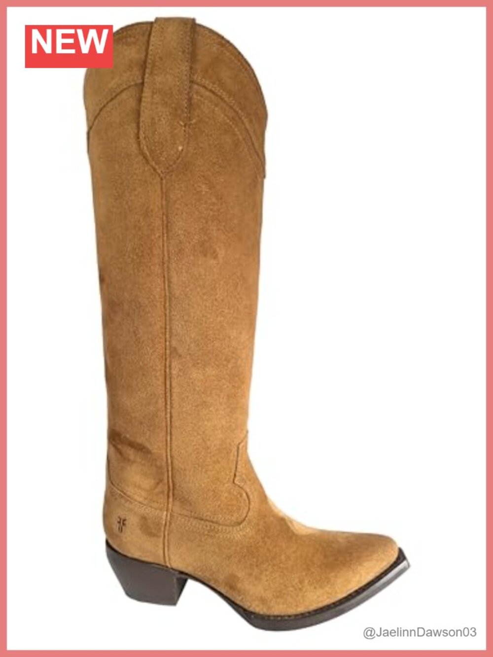 Frye Sacha Leather Knee-High Heeled Boot Pull-On Artisanal Stitching